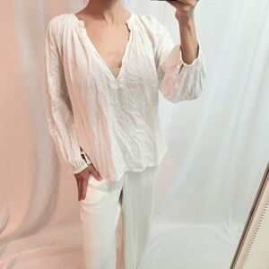 Nili Lotan White Textured Blouse Veenak tunak beach cover up Shirt Top